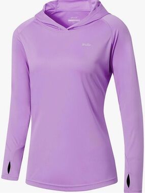 Light Purple Hooded UPF 50 Performance Top Long Sleeve Thumbholes - Size Small